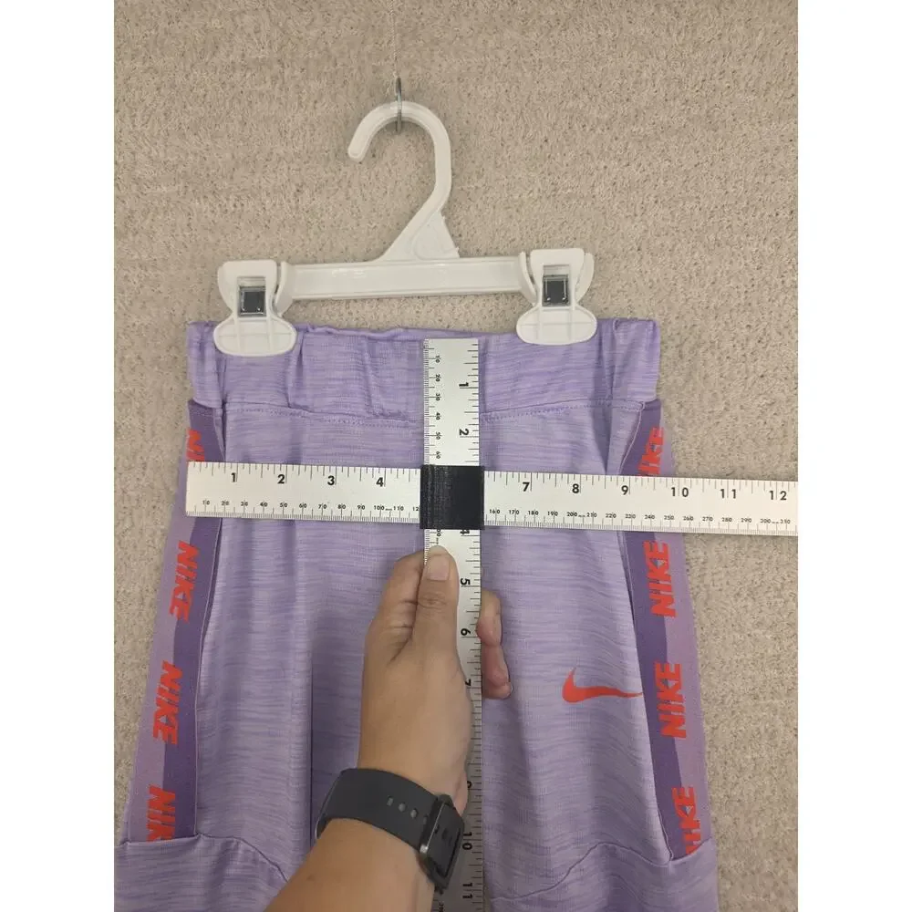 Nike Girls Dri-Fit Heathered Purple Athletic Leggings Logo Side Taping Size Sm